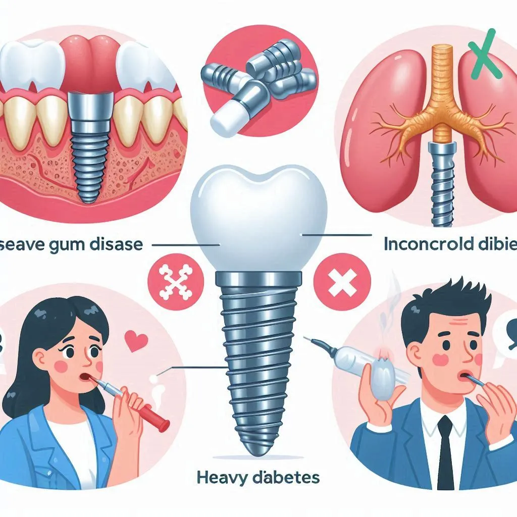 some text for and illustrations for explaining conditions dental implament not possible